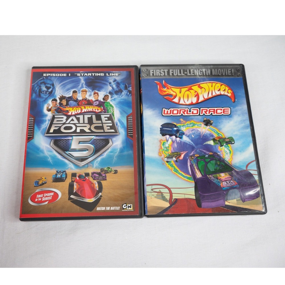 Hot Wheels DVD 2p Lot‎ Kids Good Battle Force 5 World Race Movie animation